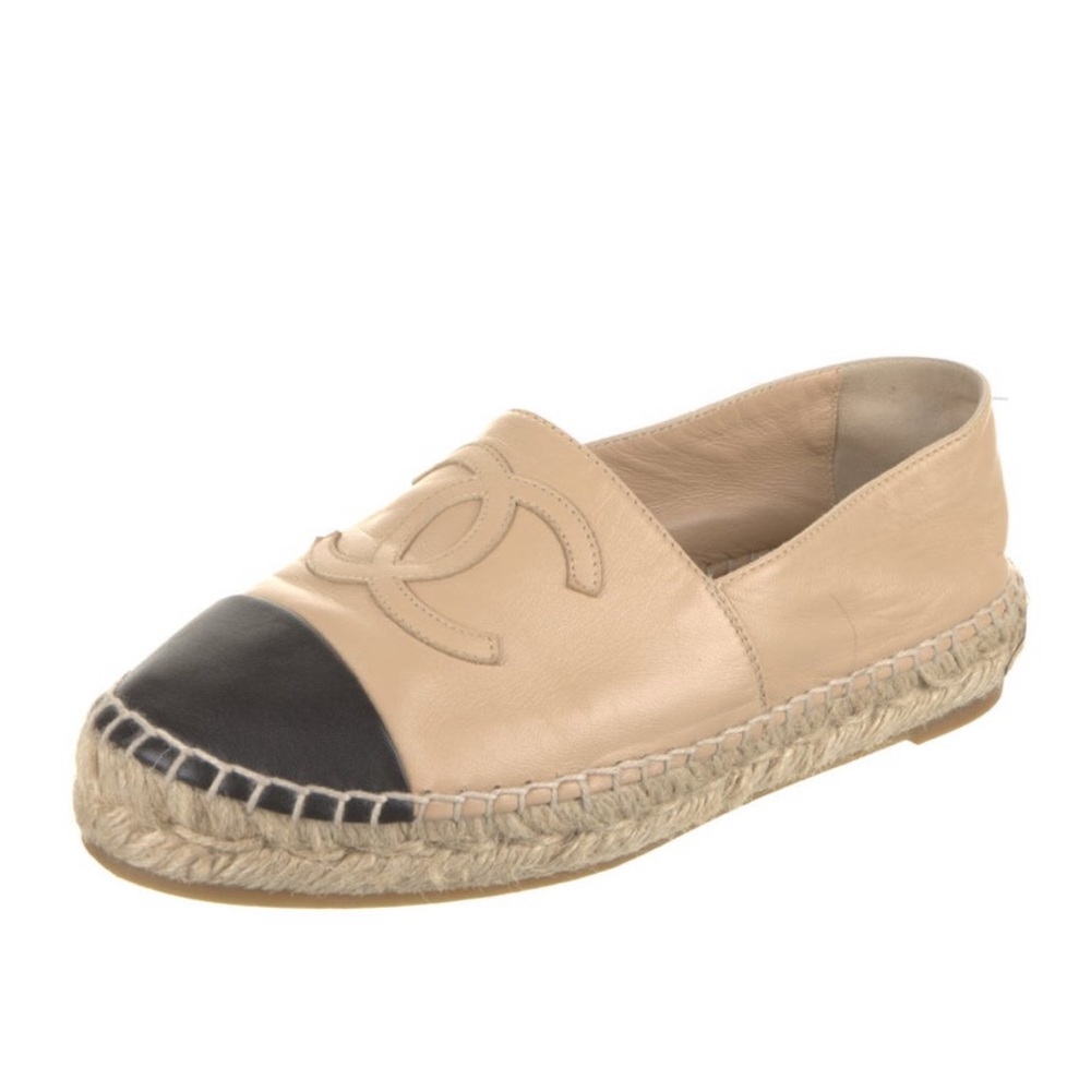 Chanel Leather Espadrilles, beige/ black size 38